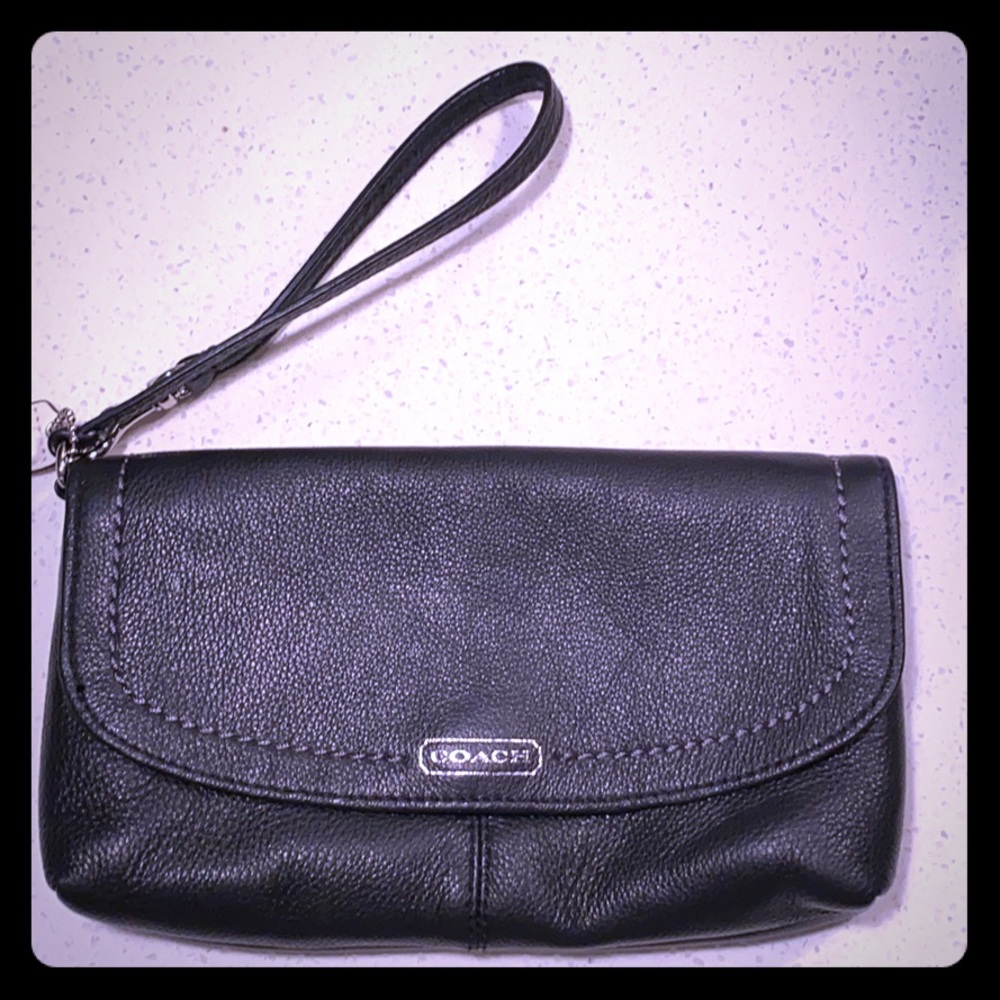 Black leather Coach Clutch